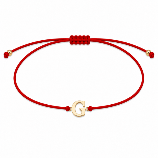 Brățară pe șnur cu inițiala "G" din Aur 14K