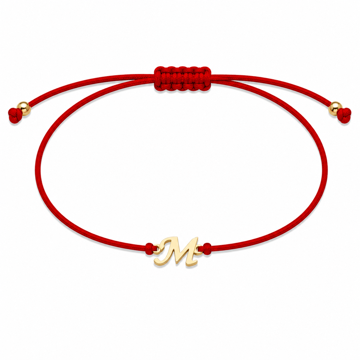 Bratara pe snur cu inițială "M" din Aur 14K