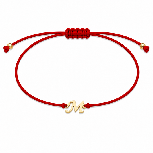Bratara pe snur cu inițială "M" din Aur 14K