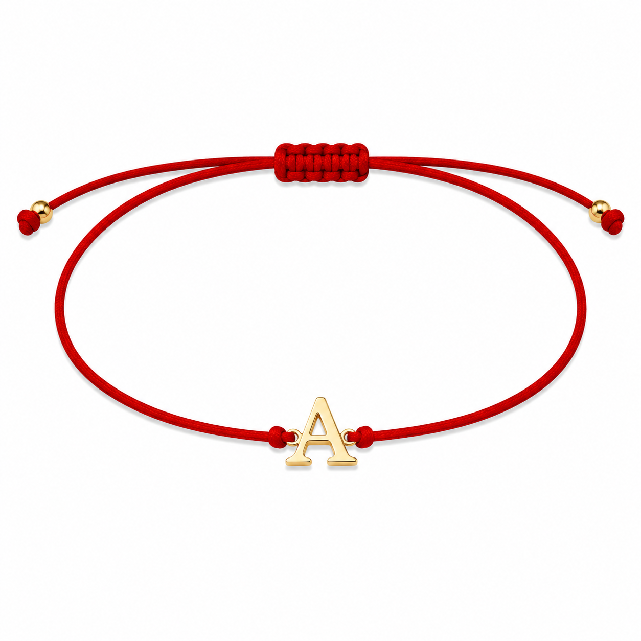 Brățară pe șnur cu inițiala "A" din Aur 14K