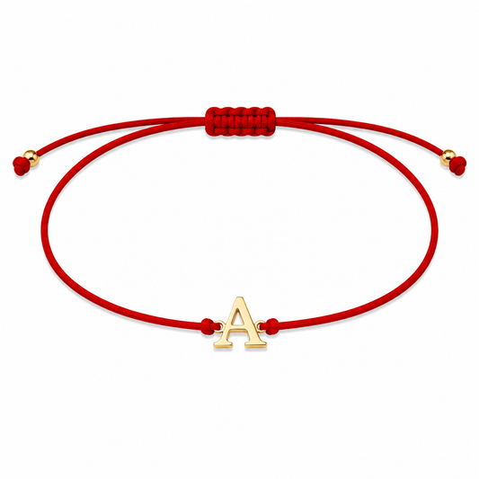Brățară pe șnur cu inițiala "A" din Aur 14K