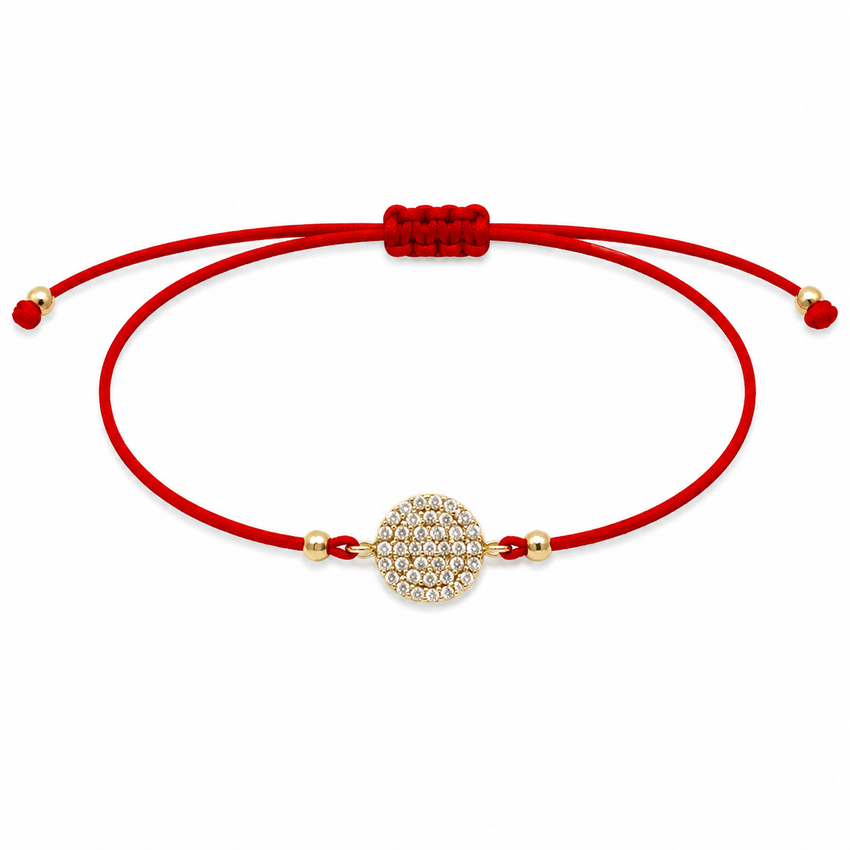 Brățară pe șnur cu bănuț din Aur 14 K și pietre zirconiu