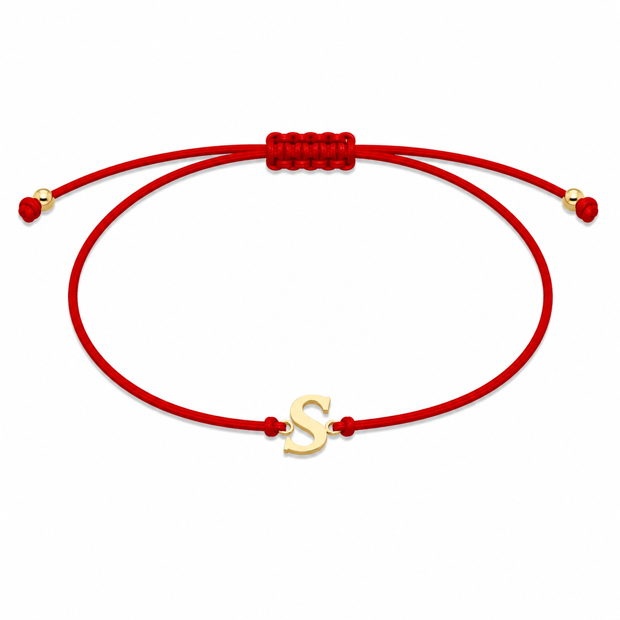 Brățară pe șnur cu inițiala "S" din Aur 14K