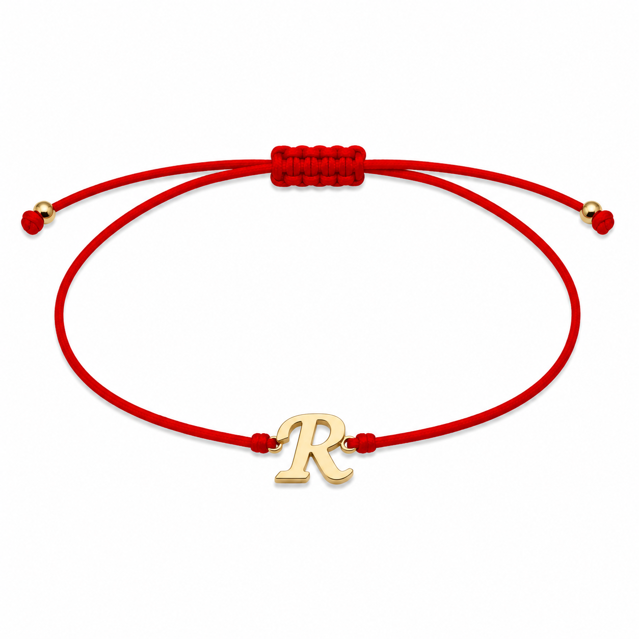 Brățară pe șnur cu inițiala "R" din Aur 14K
