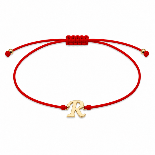 Brățară pe șnur cu inițiala "R" din Aur 14K
