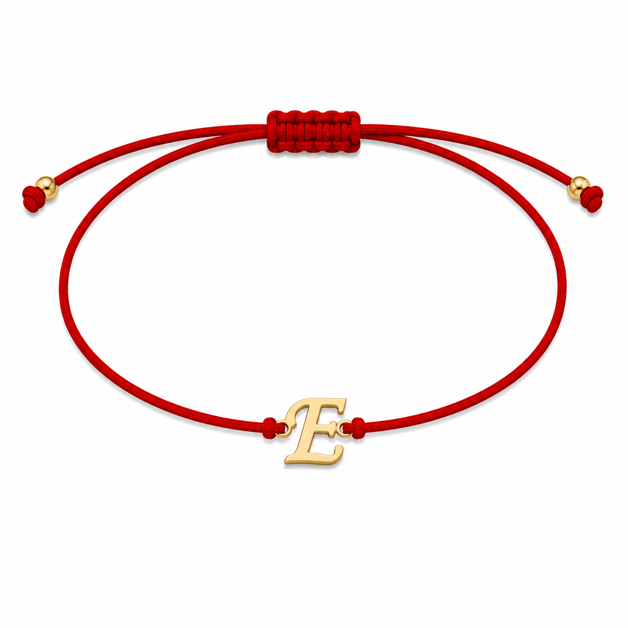Brățară pe șnur cu inițiala "E" din Aur 14K