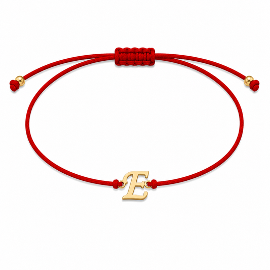 Brățară pe șnur cu inițiala "E" din Aur 14K