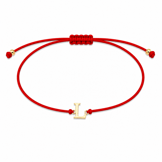 Brățară pe șnur cu inițiala "L" din Aur 14K