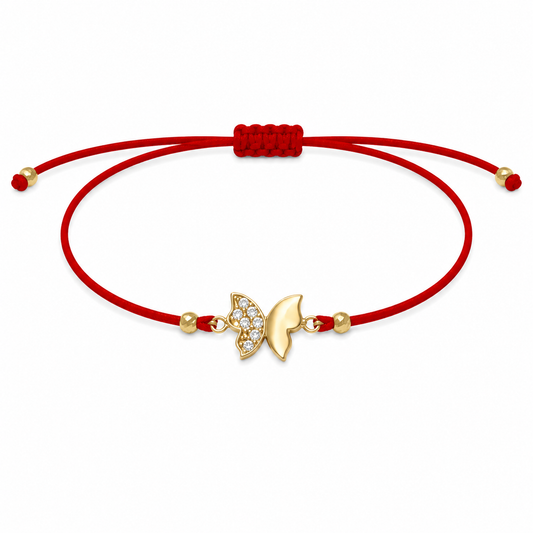 Brățară cu fluture pe șnur din aur 14 K
