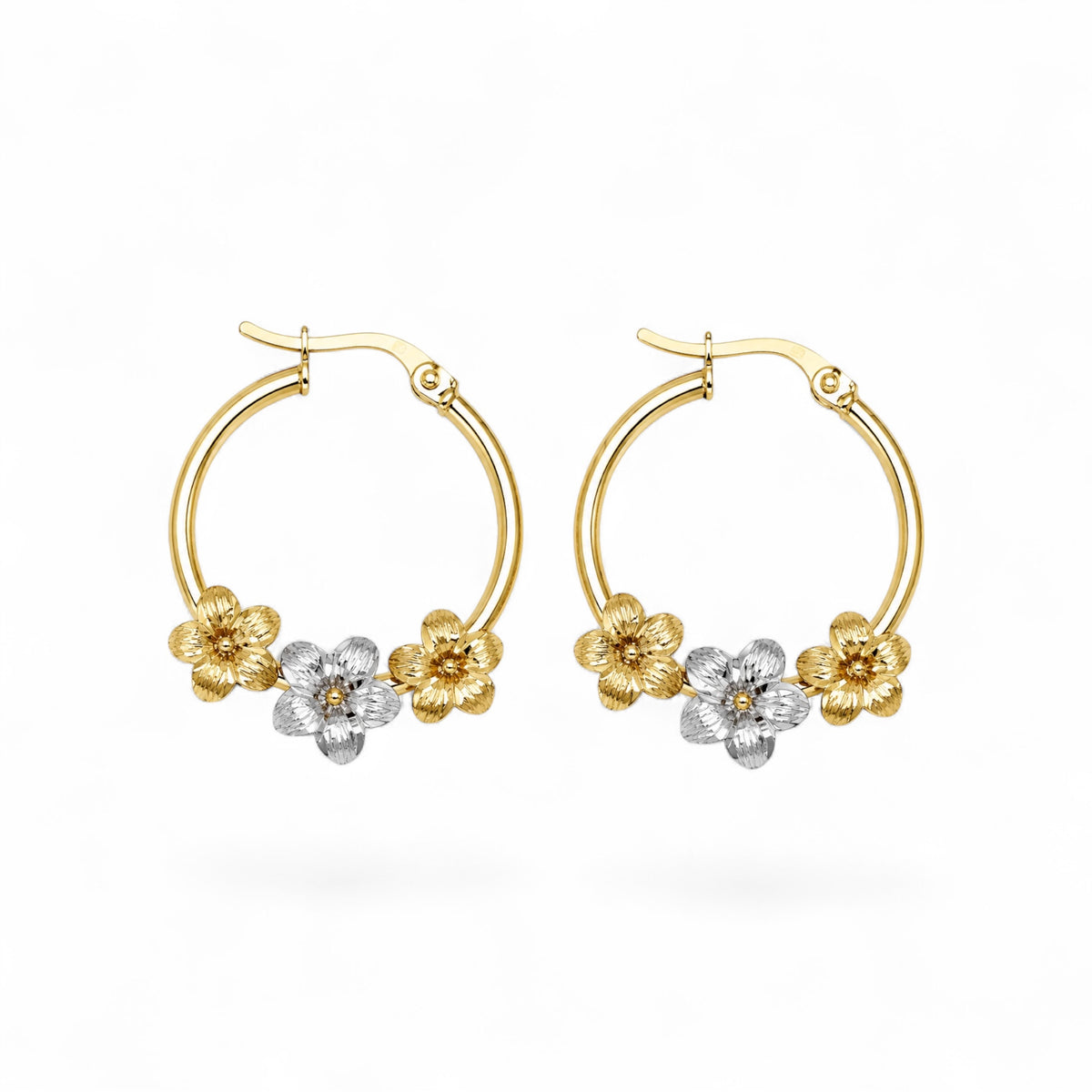 Cercei cu flori din Aur 14K