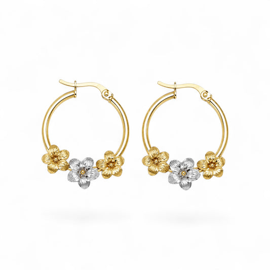Cercei cu flori din Aur 14K